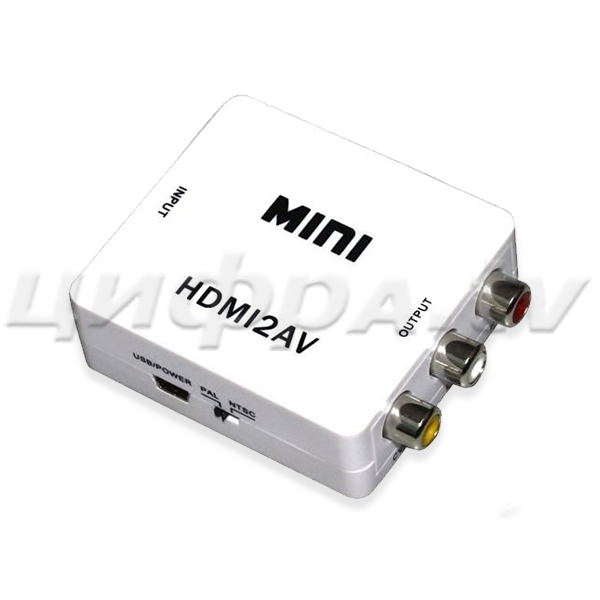 Конвертер HDMI (гн. in) - 3RCA (гн. out) HDMI2AV