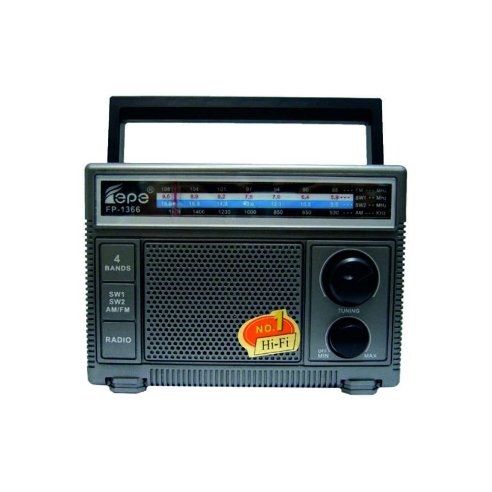 Радиоприемник Fepe FP-1366 (черный/серый, питание - шнур 220V или батарейки 2хR20)