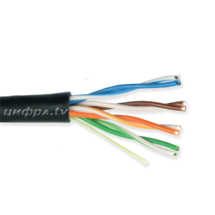 Кабель информационный UTP4-CAT5e (24 AWG) PL, медный, внешний, черный, 305м