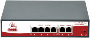 Sarmatt SR-PS0420FBL - 6 портовый неуправляемый РоЕ коммутатор